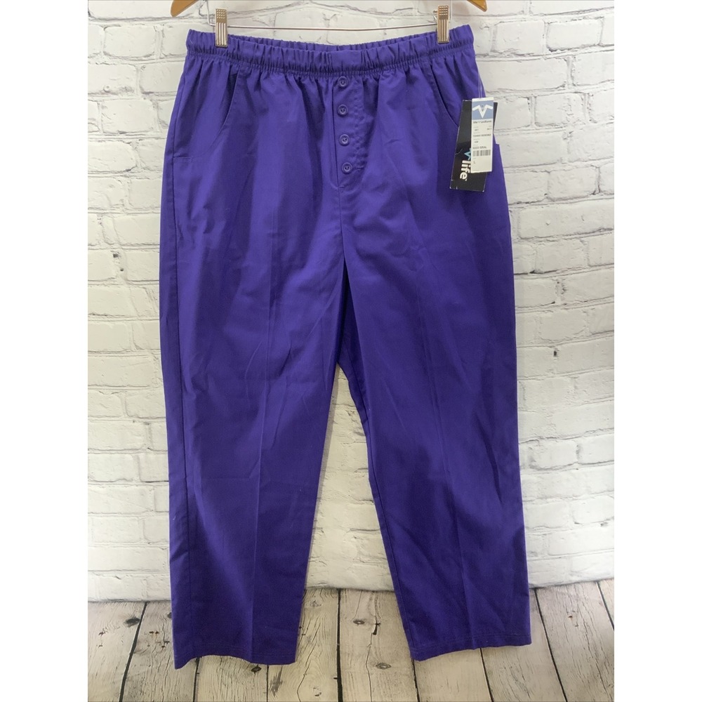 V Life Pull‎ On Pants Womens Sz L Purple Elastic Waist NOS NWT